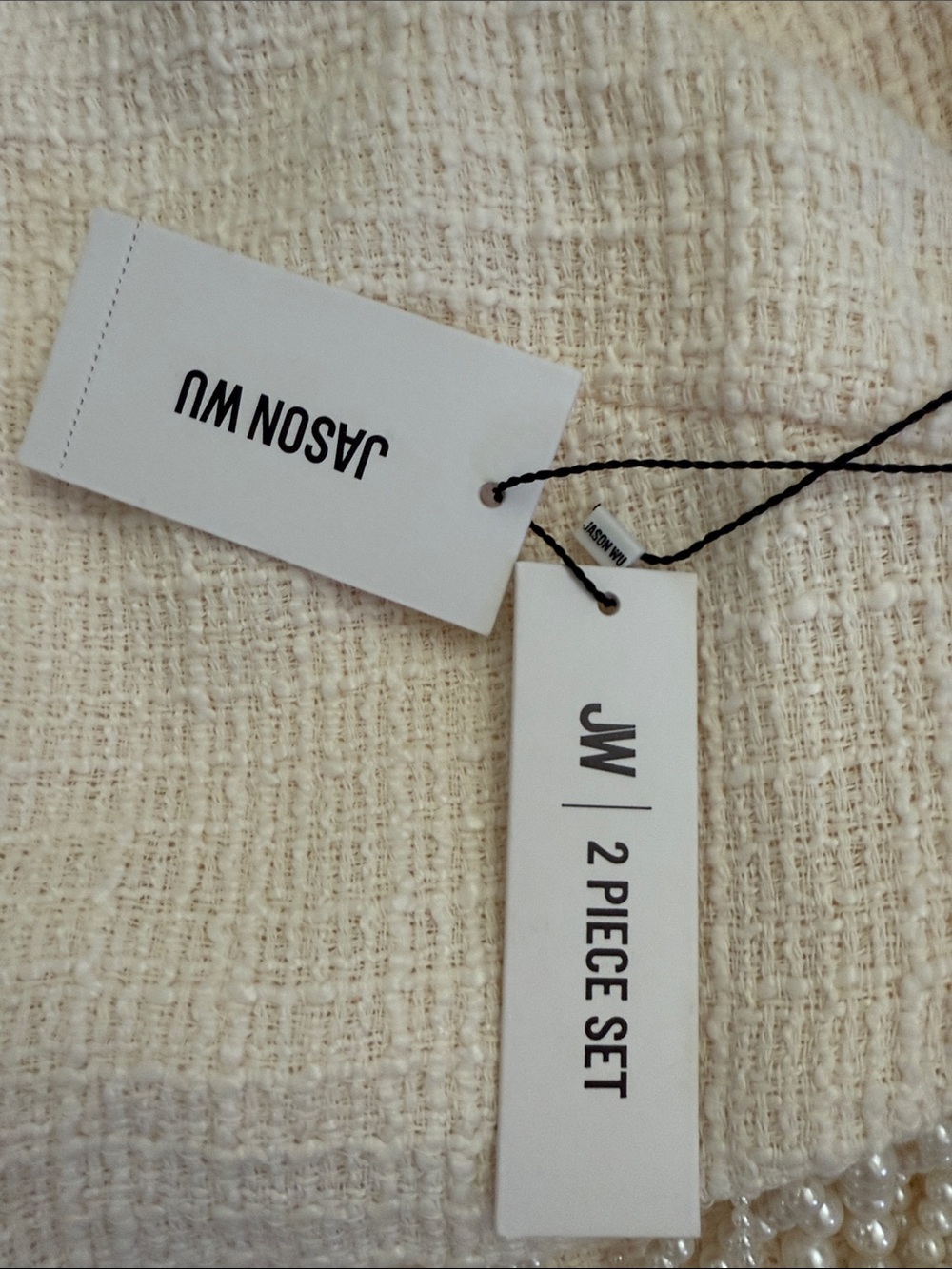 NWT Jason Wu Cream Textured Fringe Crop Top and Shorts - Picture 5 of 5